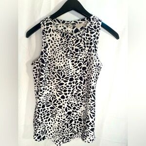 LOFT Black and White Leopard Print Blouse